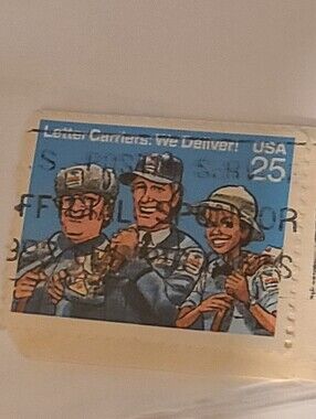 USA 25 Cent Postal Stamp Featuring Mail Carriers - Blue